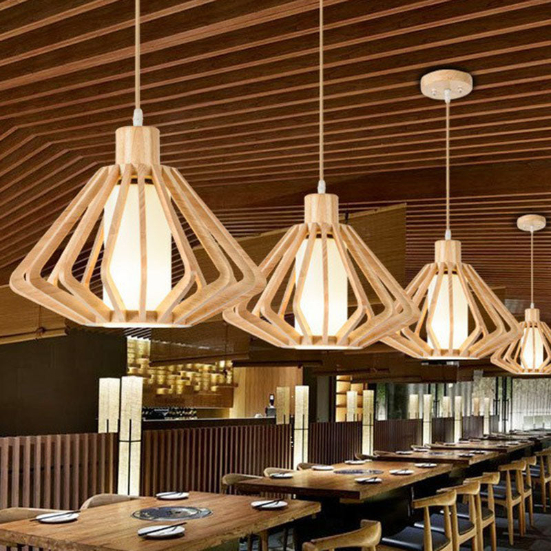 Tapered Pendant Light Contemporary Wood Single-Bulb Corridor Suspension Light Fixture Clearhalo 'Ceiling Lights' 'Pendant Lights' 'Pendants' Lighting' 2246998