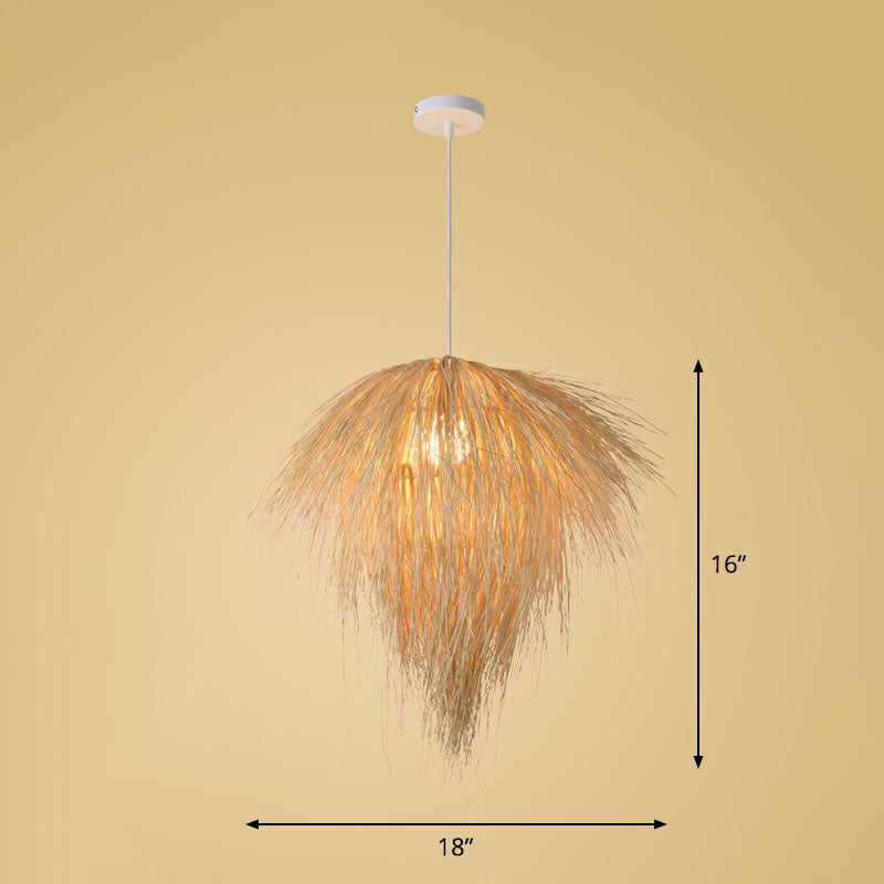 Bamboo Handmade Suspension Light Simplicity 1-Light Pendant Light Fixture in Wood Wood H Clearhalo 'Ceiling Lights' 'Pendant Lights' 'Pendants' Lighting' 2247016_52b9a0b6-ab65-4764-910a-49f788635ede
