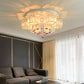 19.5"/23.5" Dia Modern Cubic Flush Light Crystal 5/6 Heads Living Room Ceiling Flush Mount with Pink Rose Draping Clearhalo 'Ceiling Lights' 'Close To Ceiling Lights' 'Close to ceiling' 'Flush mount' Lighting' 224702