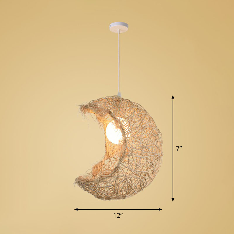 Bamboo Handmade Suspension Light Simplicity 1-Light Pendant Light Fixture in Wood Wood D Clearhalo 'Ceiling Lights' 'Pendant Lights' 'Pendants' Lighting' 2247021_58acb455-329f-4a42-957f-37d1c690d32a