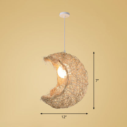 Bamboo Handmade Suspension Light Simplicity 1-Light Pendant Light Fixture in Wood Wood D Clearhalo 'Ceiling Lights' 'Pendant Lights' 'Pendants' Lighting' 2247021_58acb455-329f-4a42-957f-37d1c690d32a