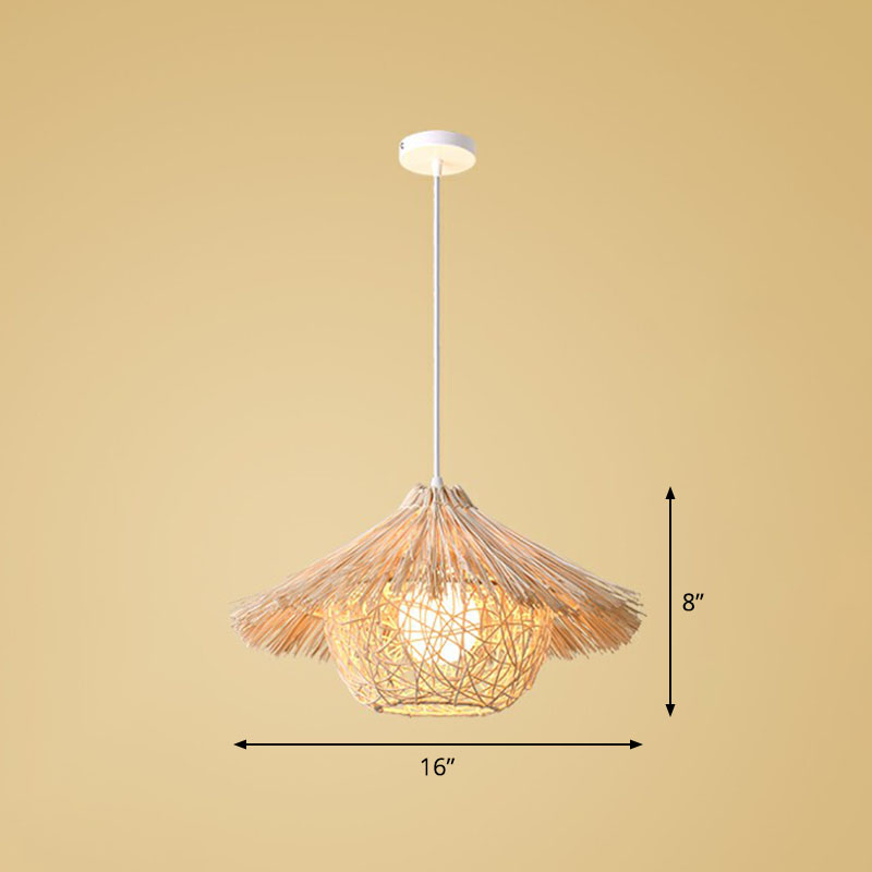Bamboo Handmade Suspension Light Simplicity 1-Light Pendant Light Fixture in Wood Wood J Clearhalo 'Ceiling Lights' 'Pendant Lights' 'Pendants' Lighting' 2247023_60d80d74-0ef9-4474-bb2d-29d556d2e3cc
