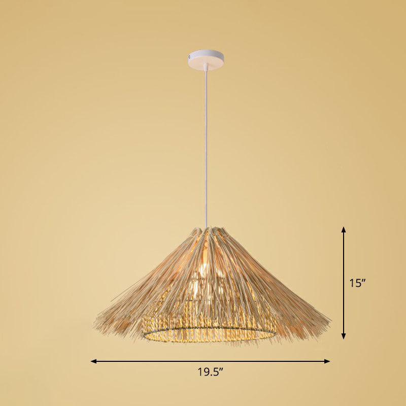 Bamboo Handmade Suspension Light Simplicity 1-Light Pendant Light Fixture in Wood Wood G Clearhalo 'Ceiling Lights' 'Pendant Lights' 'Pendants' Lighting' 2247026_de2fdc22-7267-49a1-8745-f04a3562c5d7