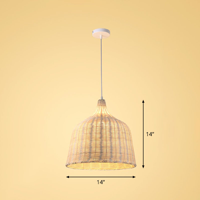 Bamboo Handmade Suspension Light Simplicity 1-Light Pendant Light Fixture in Wood Wood I Clearhalo 'Ceiling Lights' 'Pendant Lights' 'Pendants' Lighting' 2247028_99561430-bc90-48b6-a9b0-7f88fe37d65b