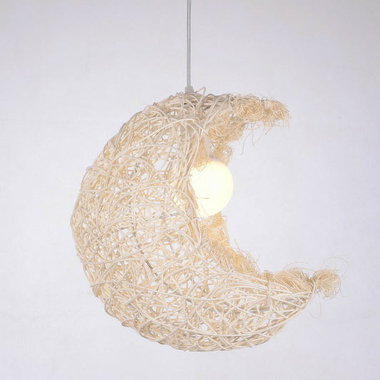 South-east Asia Crescent Shade Ceiling Lighting Rattan 1 Bulb Tea Room Hanging Lamp Clearhalo 'Ceiling Lights' 'Lighting' 'Pendant Lights' 2247035_d363cfae-fece-4808-9639-1a35253cf406