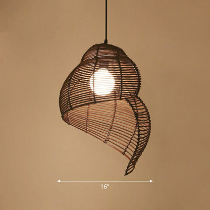 Conch Shaped Restaurant Ceiling Light Rattan Single Modern Style Hanging Pendant Lighting Coffee Clearhalo 'Ceiling Lights' 'Pendant Lights' 'Pendants' Lighting' 2247050_c547c8e9-618f-419d-b382-9762e6fff7eb