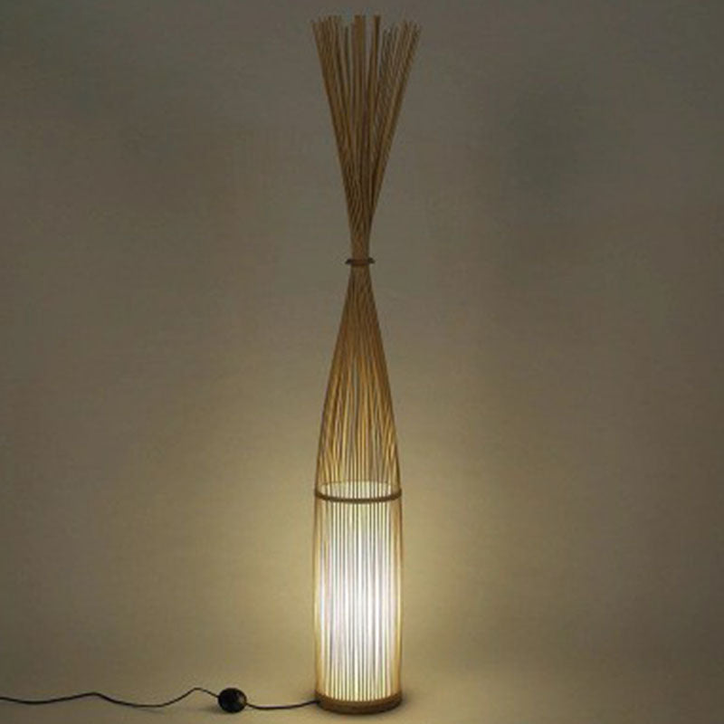 Bamboo Handwoven Floor Lighting Asian Style 1 Bulb Standing Light for Living Room Clearhalo 'Floor Lamps' 'Lamps' Lighting' 2247137