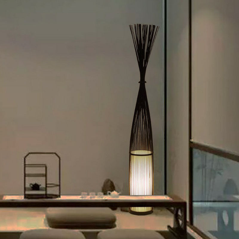 Bamboo Handwoven Floor Lighting Asian Style 1 Bulb Standing Light for Living Room Clearhalo 'Floor Lamps' 'Lamps' Lighting' 2247139