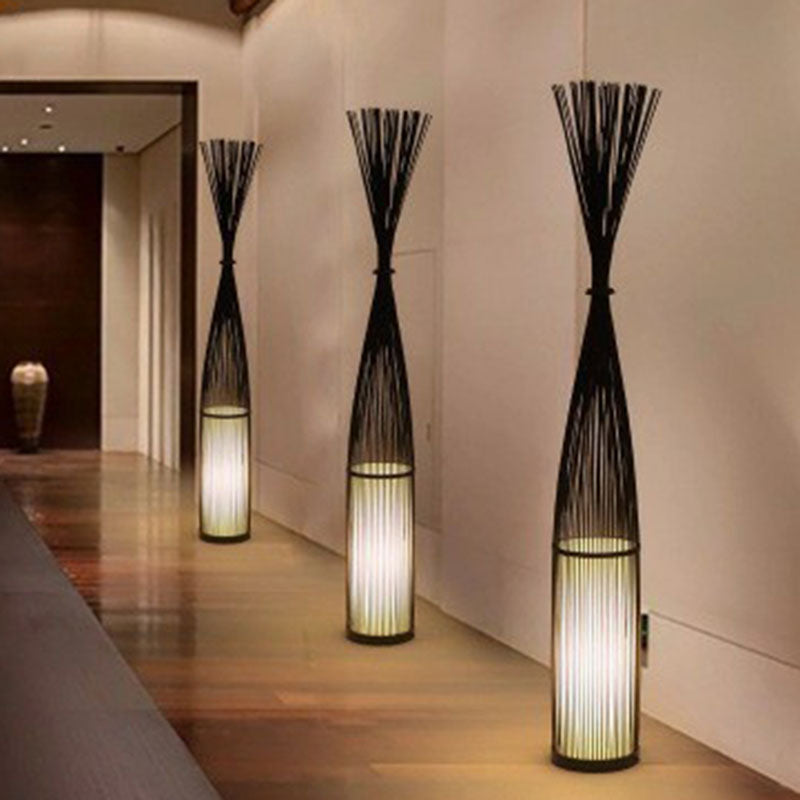 Bamboo Handwoven Floor Lighting Asian Style 1 Bulb Standing Light for Living Room Clearhalo 'Floor Lamps' 'Lamps' Lighting' 2247140