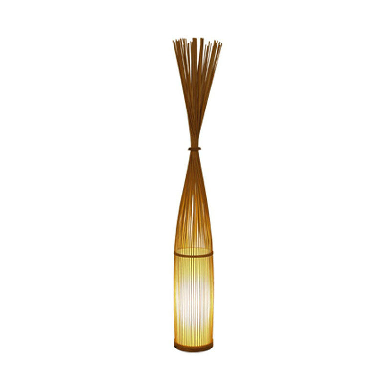Bamboo Handwoven Floor Lighting Asian Style 1 Bulb Standing Light for Living Room Clearhalo 'Floor Lamps' 'Lamps' Lighting' 2247141