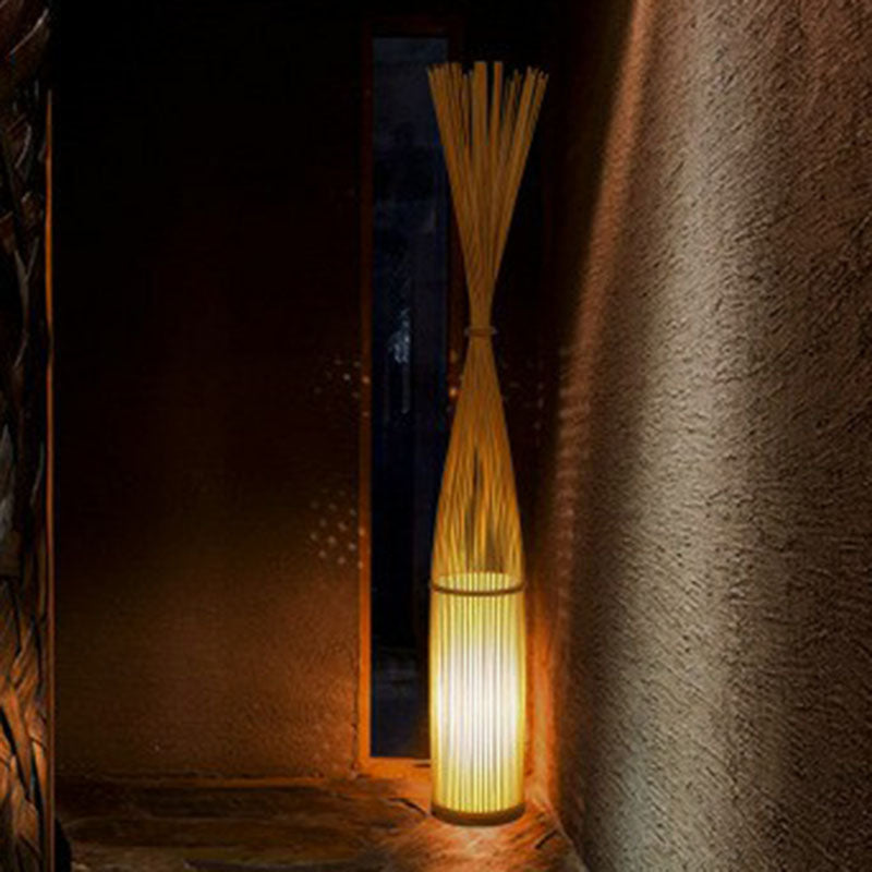 Bamboo Handwoven Floor Lighting Asian Style 1 Bulb Standing Light for Living Room Clearhalo 'Floor Lamps' 'Lamps' Lighting' 2247142