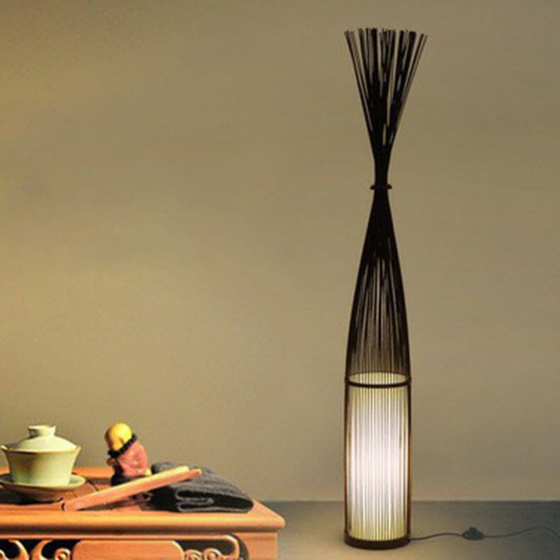 Bamboo Handwoven Floor Lighting Asian Style 1 Bulb Standing Light for Living Room Clearhalo 'Floor Lamps' 'Lamps' Lighting' 2247143
