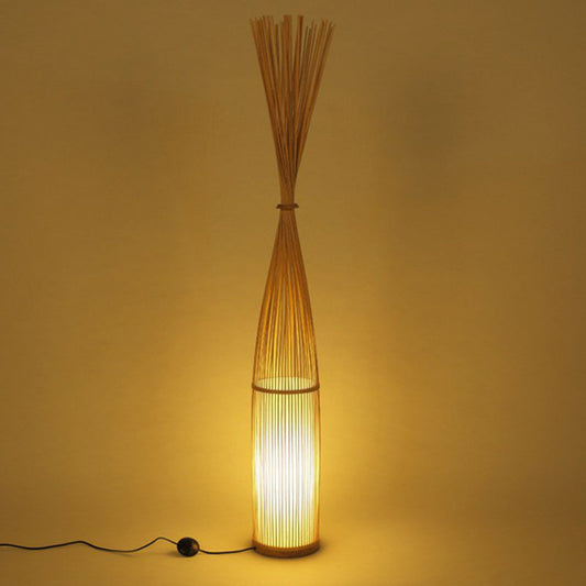 Bamboo Handwoven Floor Lighting Asian Style 1 Bulb Standing Light for Living Room Brown Clearhalo 'Floor Lamps' 'Lamps' Lighting' 2247144