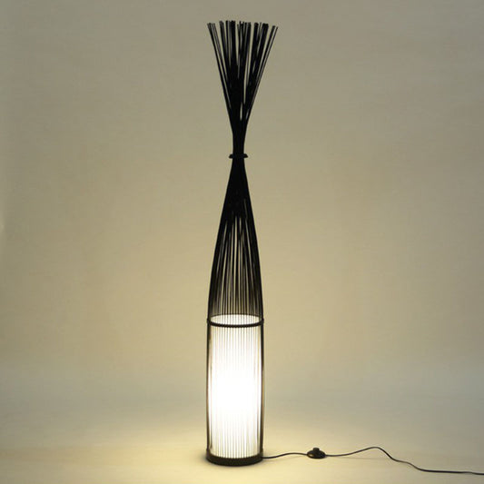 Bamboo Handwoven Floor Lighting Asian Style 1 Bulb Standing Light for Living Room Black Clearhalo 'Floor Lamps' 'Lamps' Lighting' 2247145
