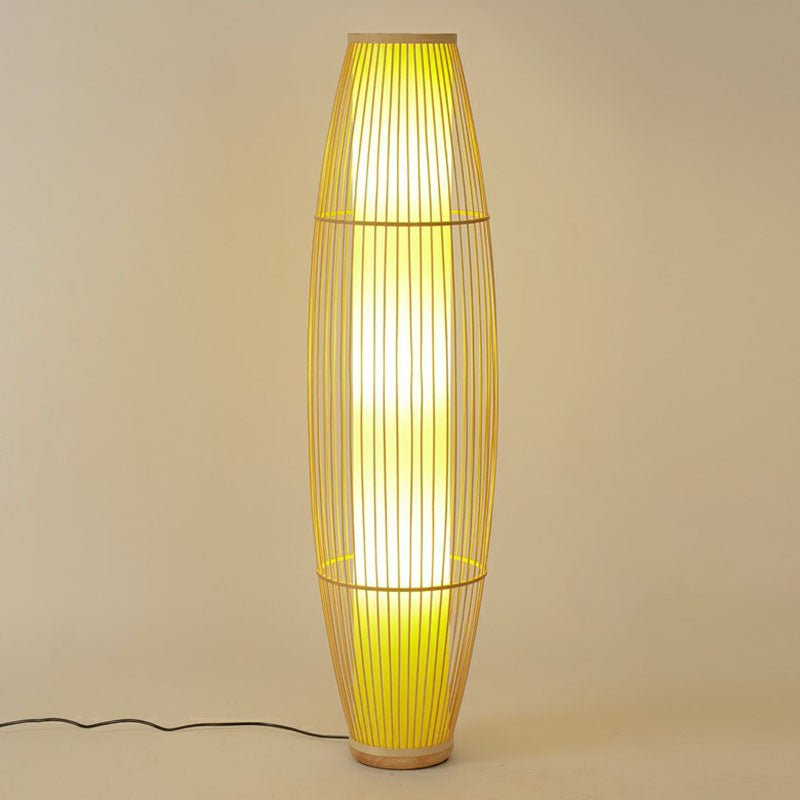 Elongated Oval Stand Up Lamp Asia Bamboo 3 Heads Wood Floor Lighting for Living Room Wood B Clearhalo 'Floor Lamps' 'Lamps' Lighting' 2247154