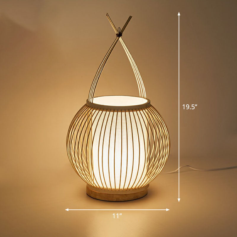 South-east Asia Basket Table Light Bamboo Single Restaurant Nightstand Lighting in Wood Wood Clearhalo 'Lamps' 'Table Lamps' Lighting' 2247184