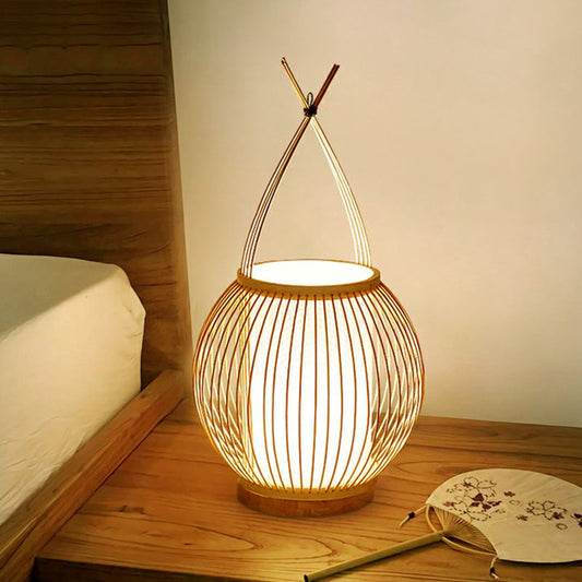 South-east Asia Basket Table Light Bamboo Single Restaurant Nightstand Lighting in Wood Clearhalo 'Lamps' 'Table Lamps' Lighting' 2247185