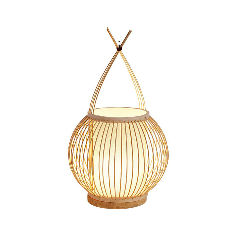 South-east Asia Basket Table Light Bamboo Single Restaurant Nightstand Lighting in Wood Clearhalo 'Lamps' 'Table Lamps' Lighting' 2247186