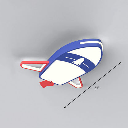 Childrens Plane LED Flush Mount Acrylic Nursery Flushmount Ceiling Lighting in Blue Blue 21" White Clearhalo 'Ceiling Lights' 'Close To Ceiling Lights' 'Close to ceiling' 'Flush mount' Lighting' 2247195