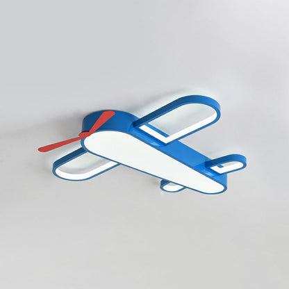 Airplane Bedroom Flush Mount Lighting Acrylic Kids Style LED Flush Mount Fixture in Blue Blue 19.5" White Clearhalo 'Ceiling Lights' 'Close To Ceiling Lights' 'Close to ceiling' 'Flush mount' Lighting' 2247251