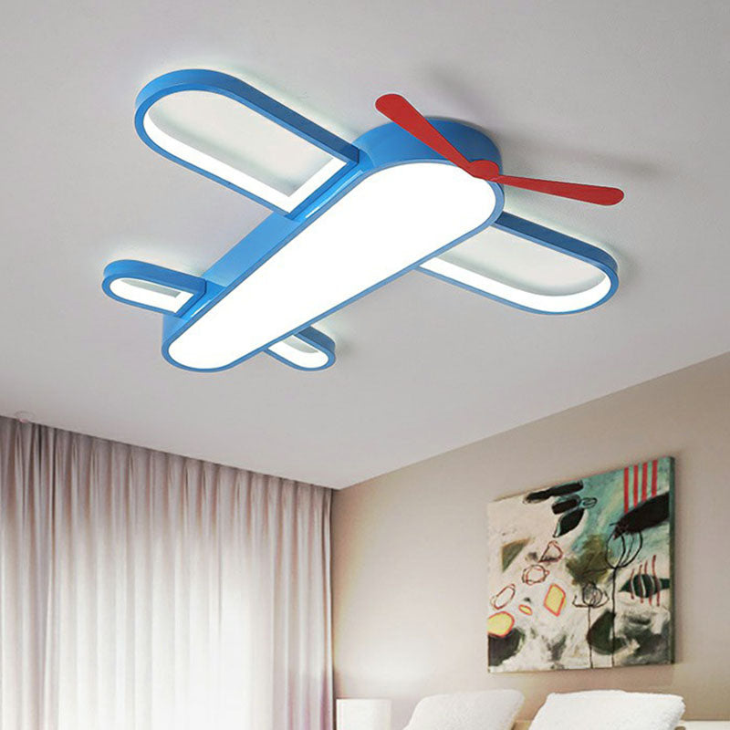 Airplane Bedroom Flush Mount Lighting Acrylic Kids Style LED Flush Mount Fixture in Blue Clearhalo 'Ceiling Lights' 'Close To Ceiling Lights' 'Close to ceiling' 'Flush mount' Lighting' 2247253