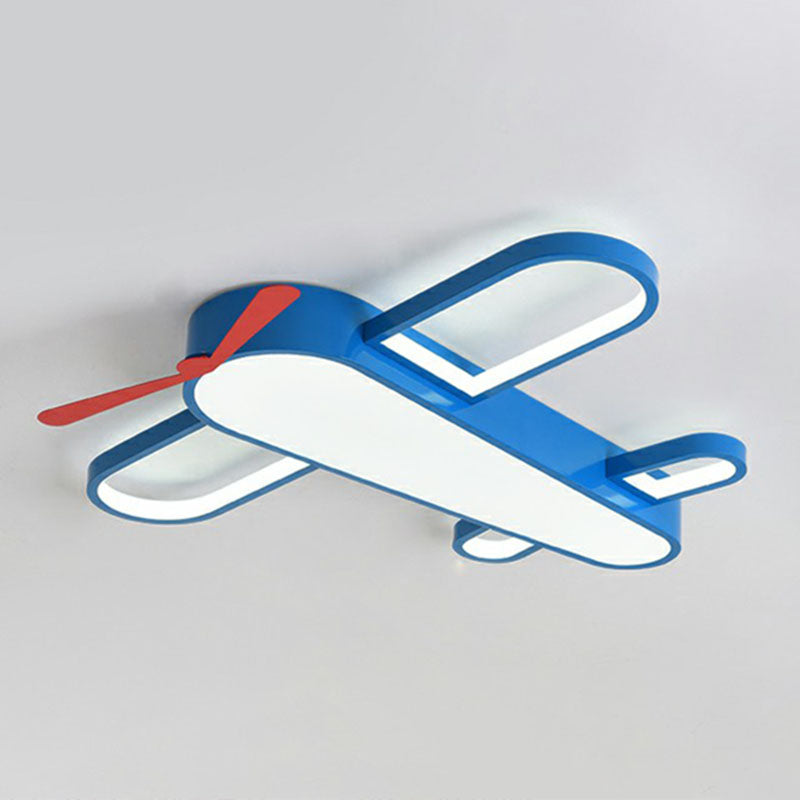 Airplane Bedroom Flush Mount Lighting Acrylic Kids Style LED Flush Mount Fixture in Blue Blue 29.5" White Clearhalo 'Ceiling Lights' 'Close To Ceiling Lights' 'Close to ceiling' 'Flush mount' Lighting' 2247254