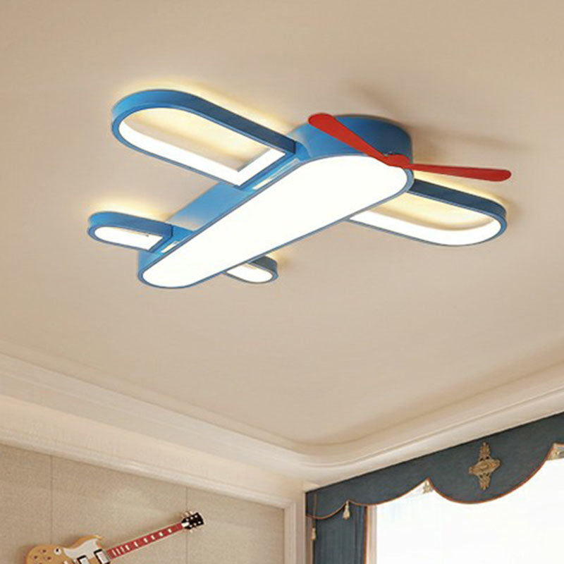 Airplane Bedroom Flush Mount Lighting Acrylic Kids Style LED Flush Mount Fixture in Blue Clearhalo 'Ceiling Lights' 'Close To Ceiling Lights' 'Close to ceiling' 'Flush mount' Lighting' 2247255