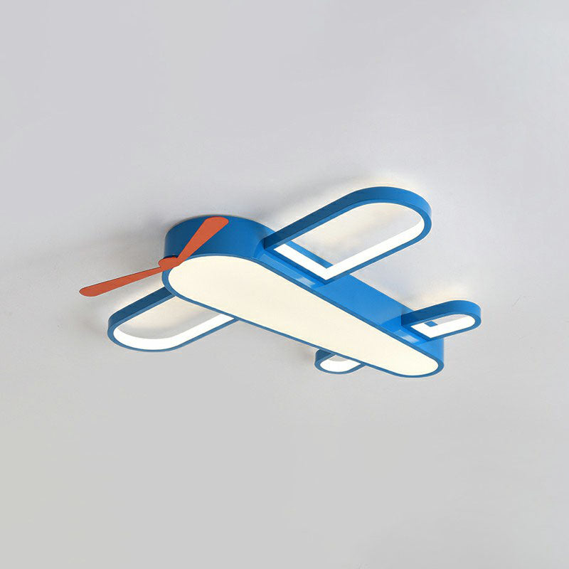 Airplane Bedroom Flush Mount Lighting Acrylic Kids Style LED Flush Mount Fixture in Blue Blue 19.5" Third Gear Clearhalo 'Ceiling Lights' 'Close To Ceiling Lights' 'Close to ceiling' 'Flush mount' Lighting' 2247261