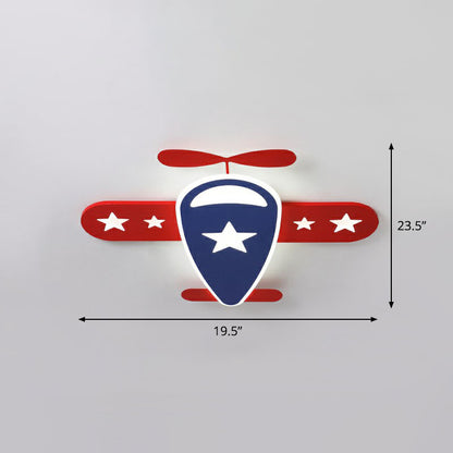 Aircraft LED Flush Mount Light Simplicity Acrylic Red Flush Mount Ceiling Light for Child Room Red 23" White Clearhalo 'Ceiling Lights' 'Close To Ceiling Lights' 'Close to ceiling' 'Flush mount' Lighting' 2247283