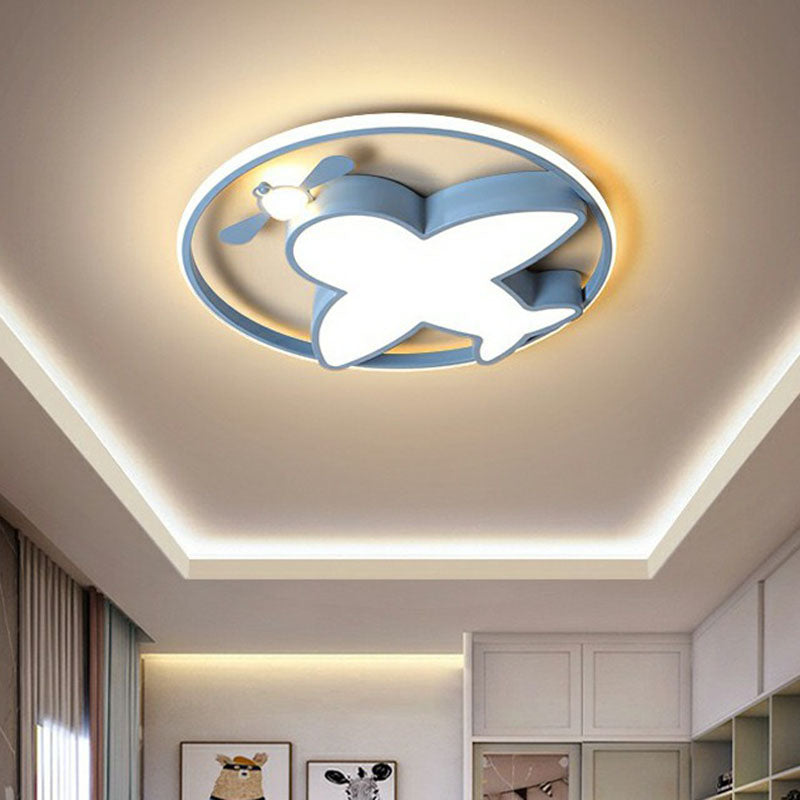 Plane Shape Flush Mount Lighting Kids Style Acrylic Bedroom LED Flush Mount Fixture Clearhalo 'Ceiling Lights' 'Close To Ceiling Lights' 'Close to ceiling' 'Flush mount' Lighting' 2247303
