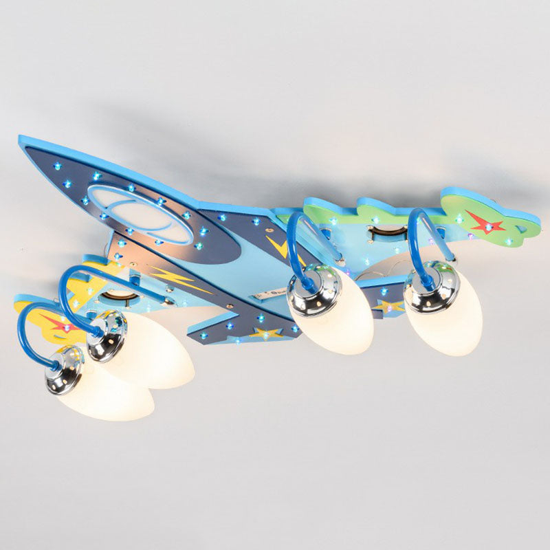 Childrens Plane LED Flush Mount Wood Kindergarten Flushmount Ceiling Light in Blue Clearhalo 'Ceiling Lights' 'Close To Ceiling Lights' 'Close to ceiling' 'Flush mount' Lighting' 2247315