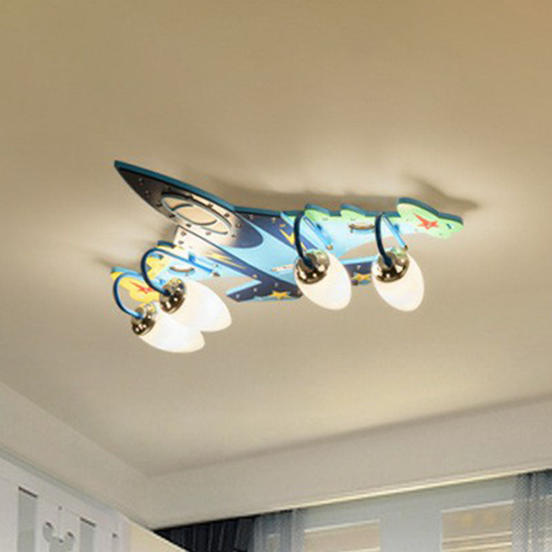 Childrens Plane LED Flush Mount Wood Kindergarten Flushmount Ceiling Light in Blue Clearhalo 'Ceiling Lights' 'Close To Ceiling Lights' 'Close to ceiling' 'Flush mount' Lighting' 2247317