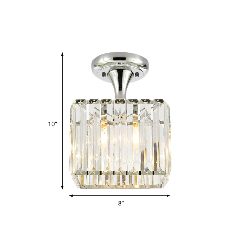 Spiral/Cone/Cylinder Kitchen Flush Light Minimalist Crystal 1 Light Chrome Ceiling Lighting Clearhalo 'Ceiling Lights' 'Close To Ceiling Lights' 'Close to ceiling' 'Flush mount' Lighting' 224737