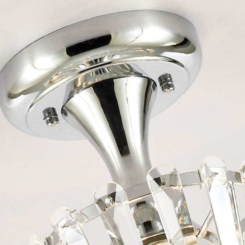 Spiral/Cone/Cylinder Kitchen Flush Light Minimalist Crystal 1 Light Chrome Ceiling Lighting Clearhalo 'Ceiling Lights' 'Close To Ceiling Lights' 'Close to ceiling' 'Flush mount' Lighting' 224738
