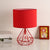Diamond Cage Base Bedside Table Lamp Metallic 1 Head Minimalist Nightstand Lamp with Drum Fabric Shade Red Clearhalo 'Lamps' 'Table Lamps' Lighting' 2247396
