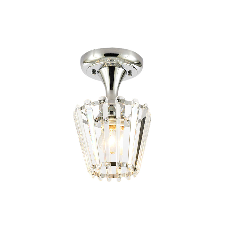 Spiral/Cone/Cylinder Kitchen Flush Light Minimalist Crystal 1 Light Chrome Ceiling Lighting Clearhalo 'Ceiling Lights' 'Close To Ceiling Lights' 'Close to ceiling' 'Flush mount' Lighting' 224740