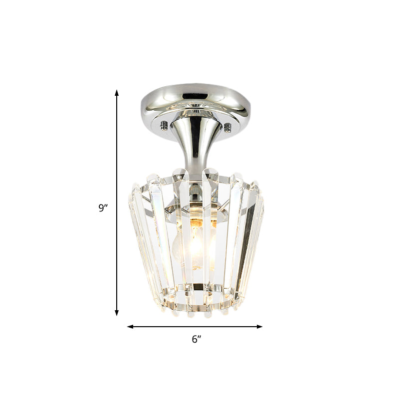 Spiral/Cone/Cylinder Kitchen Flush Light Minimalist Crystal 1 Light Chrome Ceiling Lighting Clearhalo 'Ceiling Lights' 'Close To Ceiling Lights' 'Close to ceiling' 'Flush mount' Lighting' 224741