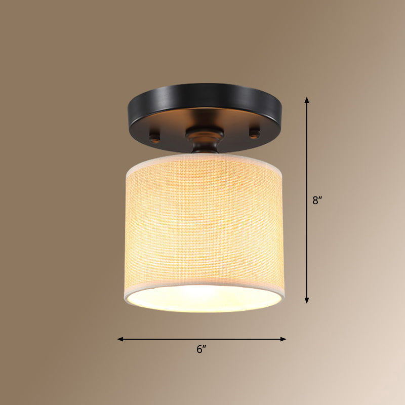 Fabric Drum Semi Flush Mount Simplicity Single-Bulb Beige Flushmount Ceiling Light Beige Clearhalo 'Ceiling Lights' 'Close To Ceiling Lights' 'Close to ceiling' Lighting' 2247418