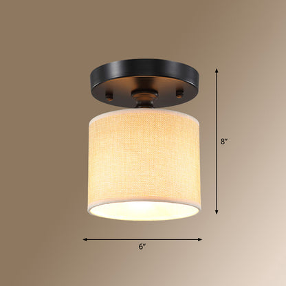 Fabric Drum Semi Flush Mount Simplicity Single-Bulb Beige Flushmount Ceiling Light Beige Clearhalo 'Ceiling Lights' 'Close To Ceiling Lights' 'Close to ceiling' Lighting' 2247418