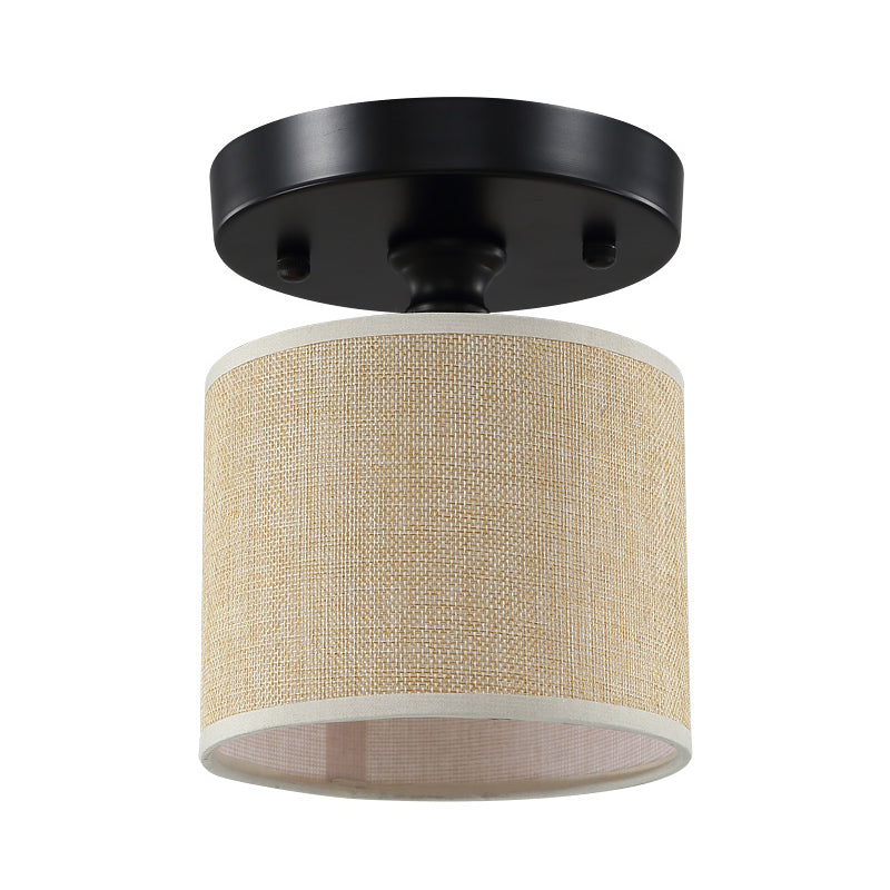 Fabric Drum Semi Flush Mount Simplicity Single-Bulb Beige Flushmount Ceiling Light Clearhalo 'Ceiling Lights' 'Close To Ceiling Lights' 'Close to ceiling' Lighting' 2247420