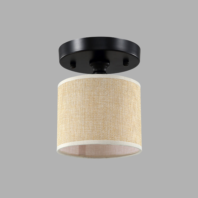 Fabric Drum Semi Flush Mount Simplicity Single-Bulb Beige Flushmount Ceiling Light Clearhalo 'Ceiling Lights' 'Close To Ceiling Lights' 'Close to ceiling' Lighting' 2247422