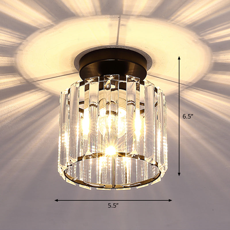 Geometric Flush Ceiling Light Contemporary Crystal Prism LED Flush Mount Lighting Fixture Black Warm Round Clearhalo 'Ceiling Lights' 'Close To Ceiling Lights' 'Close to ceiling' 'Flush mount' Lighting' 2247441