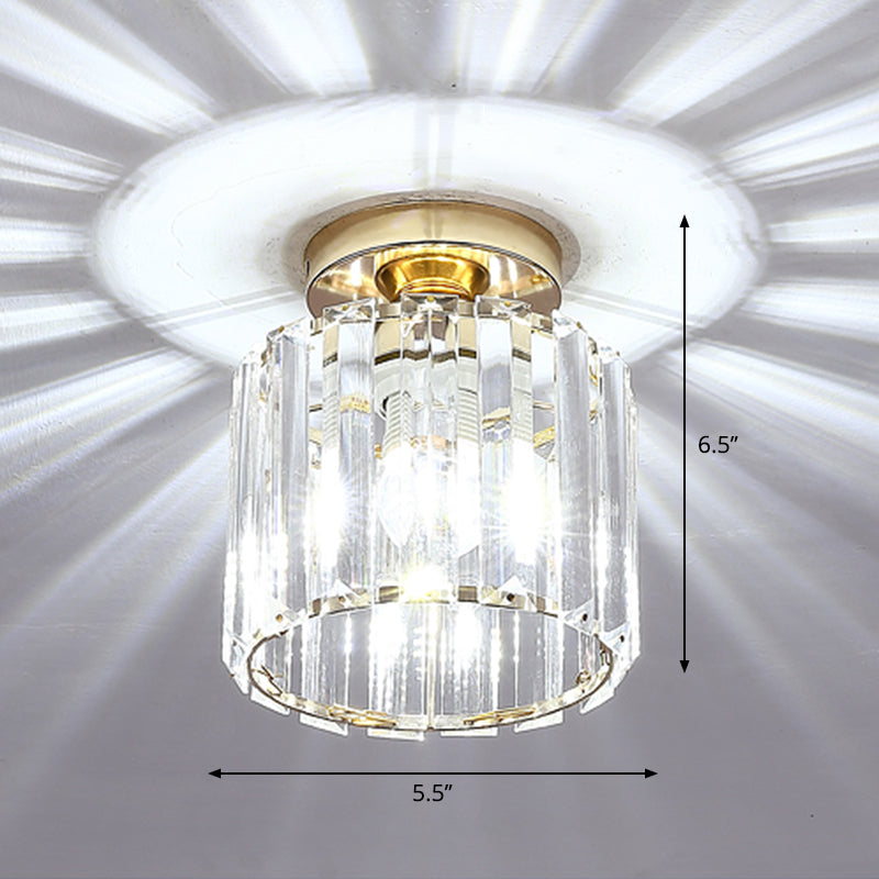 Geometric Flush Ceiling Light Contemporary Crystal Prism LED Flush Mount Lighting Fixture Gold White Round Clearhalo 'Ceiling Lights' 'Close To Ceiling Lights' 'Close to ceiling' 'Flush mount' Lighting' 2247443