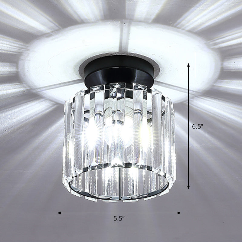 Geometric Flush Ceiling Light Contemporary Crystal Prism LED Flush Mount Lighting Fixture Black White Round Clearhalo 'Ceiling Lights' 'Close To Ceiling Lights' 'Close to ceiling' 'Flush mount' Lighting' 2247444