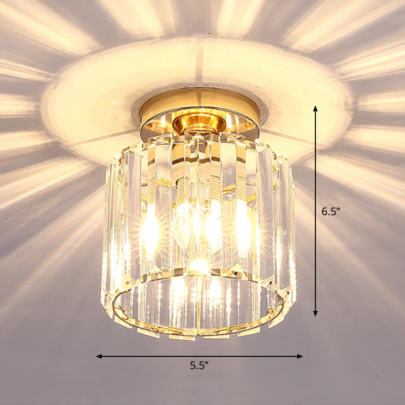 Geometric Flush Ceiling Light Contemporary Crystal Prism LED Flush Mount Lighting Fixture Gold Warm Round Clearhalo 'Ceiling Lights' 'Close To Ceiling Lights' 'Close to ceiling' 'Flush mount' Lighting' 2247447