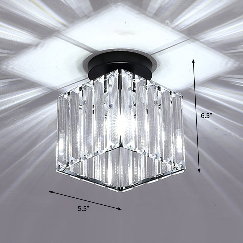 Geometric Flush Ceiling Light Contemporary Crystal Prism LED Flush Mount Lighting Fixture Black White Square Plate Clearhalo 'Ceiling Lights' 'Close To Ceiling Lights' 'Close to ceiling' 'Flush mount' Lighting' 2247449