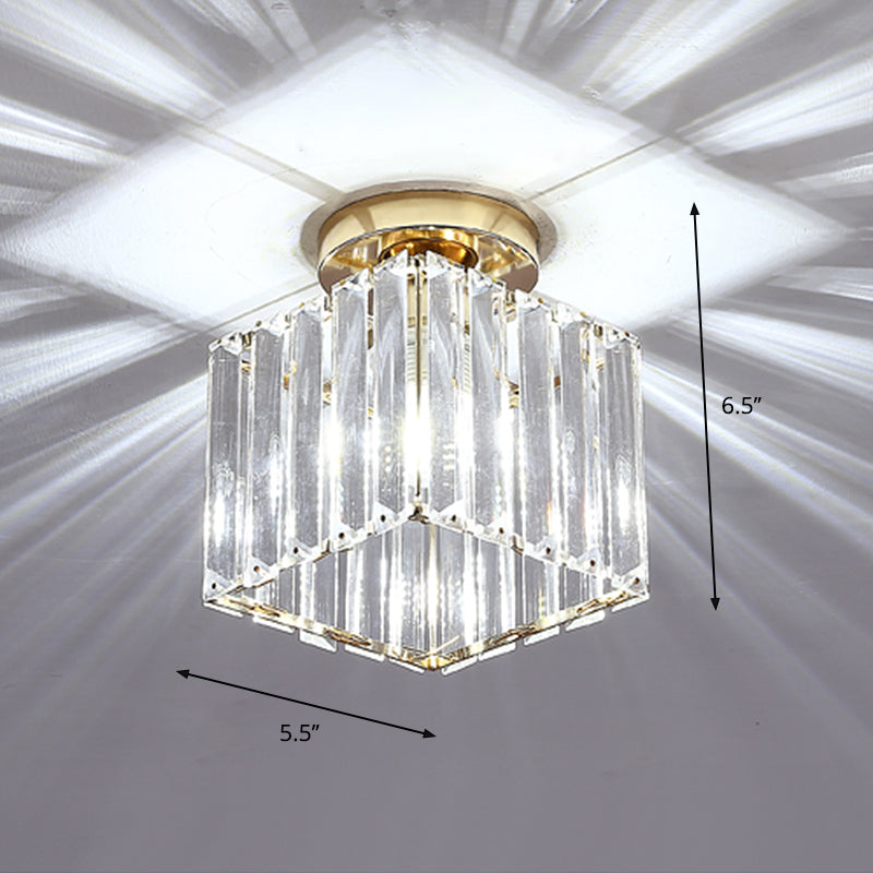 Geometric Flush Ceiling Light Contemporary Crystal Prism LED Flush Mount Lighting Fixture Gold White Square Plate Clearhalo 'Ceiling Lights' 'Close To Ceiling Lights' 'Close to ceiling' 'Flush mount' Lighting' 2247450