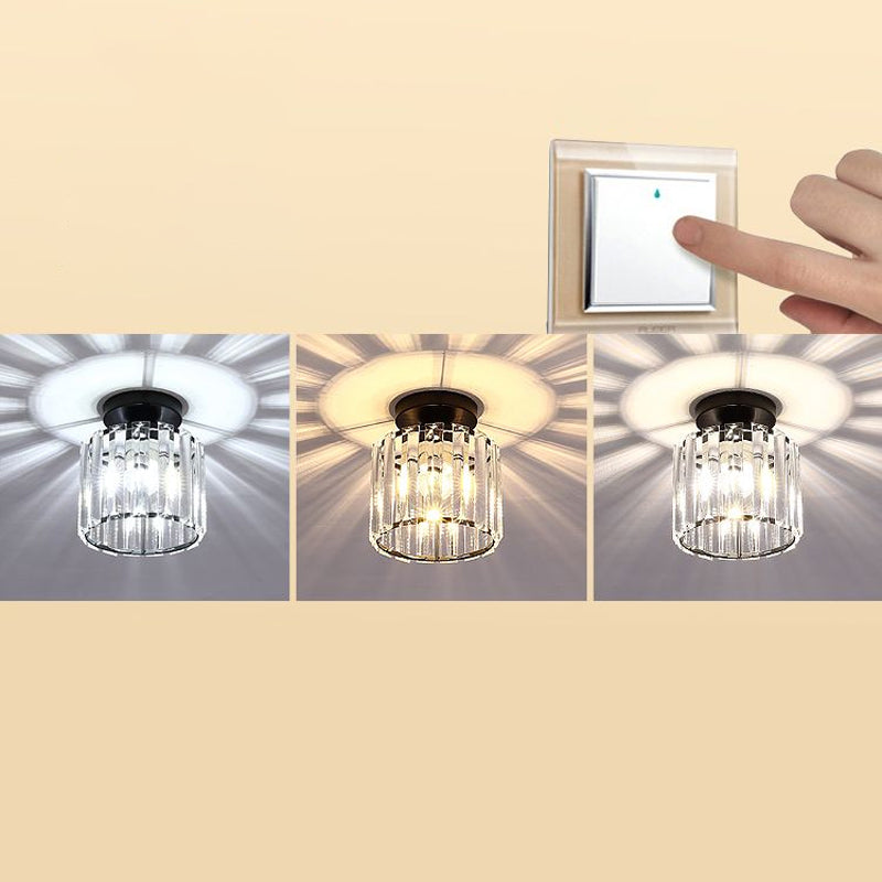 Geometric Flush Ceiling Light Contemporary Crystal Prism LED Flush Mount Lighting Fixture Black Third Gear Round Clearhalo 'Ceiling Lights' 'Close To Ceiling Lights' 'Close to ceiling' 'Flush mount' Lighting' 2247454