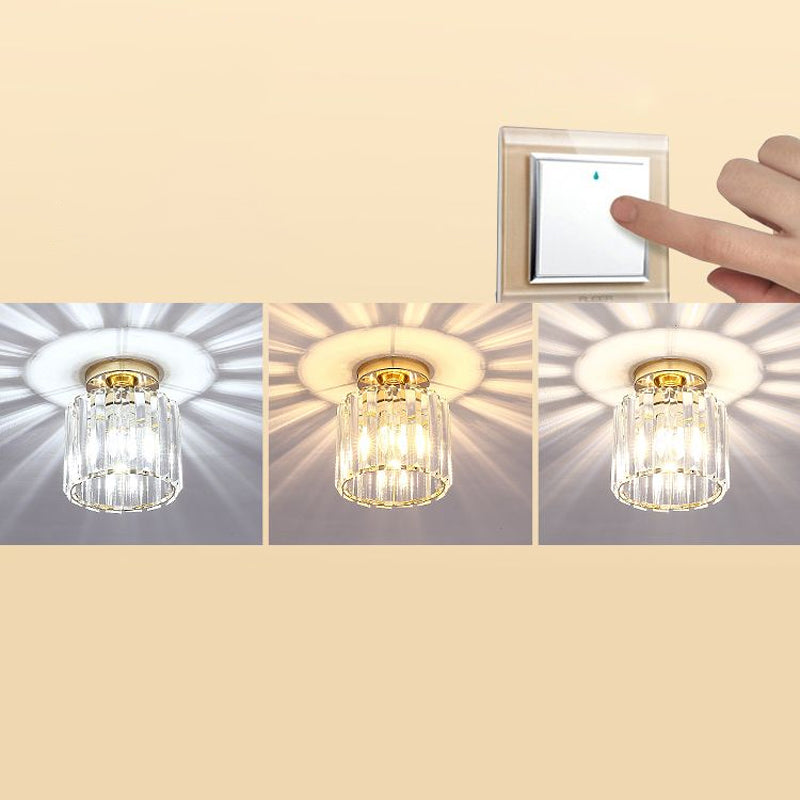 Geometric Flush Ceiling Light Contemporary Crystal Prism LED Flush Mount Lighting Fixture Gold Third Gear Round Clearhalo 'Ceiling Lights' 'Close To Ceiling Lights' 'Close to ceiling' 'Flush mount' Lighting' 2247456