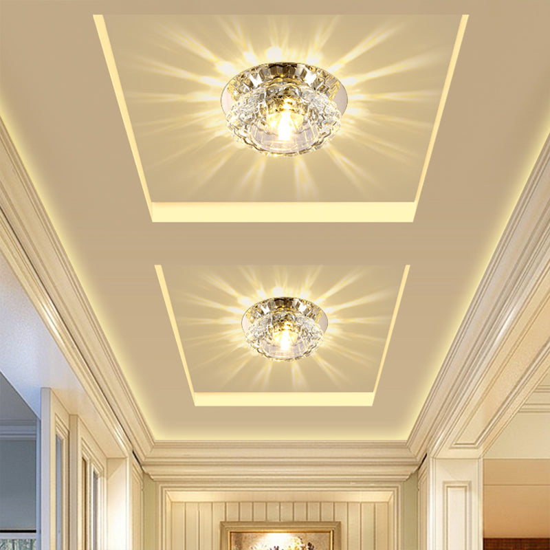 Clear Crystal Floral Flush Light Modern Style LED Flush Ceiling Light Fixture for Entryway Clearhalo 'Ceiling Lights' 'Close To Ceiling Lights' 'Close to ceiling' 'Flush mount' Lighting' 2247463